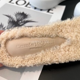 Alexandermcqueen Leather Wool Lace Up Sneakers For Men And Women Beige