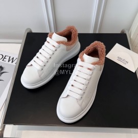 Alexandermcqueen Leather Wool Lace Up Sneakers For Men And Women Brown