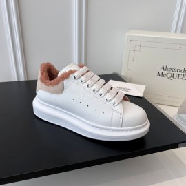 Alexandermcqueen Leather Wool Lace Up Sneakers For Men And Women Brown