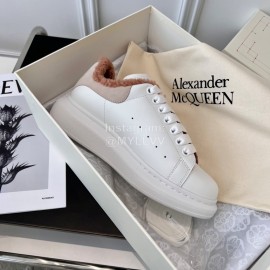 Alexandermcqueen Leather Wool Lace Up Sneakers For Men And Women Brown