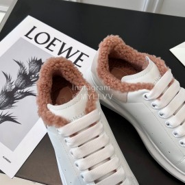 Alexandermcqueen Leather Wool Lace Up Sneakers For Men And Women Brown