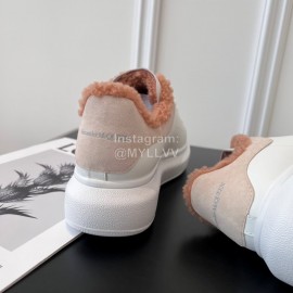 Alexandermcqueen Leather Wool Lace Up Sneakers For Men And Women Brown