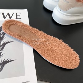 Alexandermcqueen Leather Wool Lace Up Sneakers For Men And Women Brown