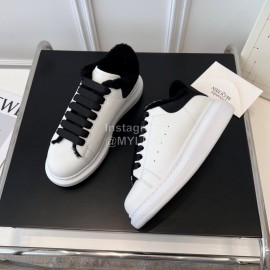 Alexandermcqueen Leather Wool Lace Up Sneakers For Men And Women Black