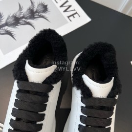 Alexandermcqueen Leather Wool Lace Up Sneakers For Men And Women Black