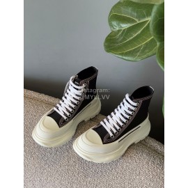 Alexandermcqueen Thick Soles High Top Canvas Shoes For Men And Women Black