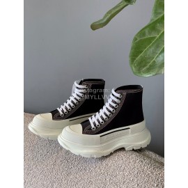 Alexandermcqueen Thick Soles High Top Canvas Shoes For Men And Women Black