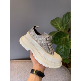 Alexandermcqueen Thick Soles Canvas Shoes For Men And Women Silver