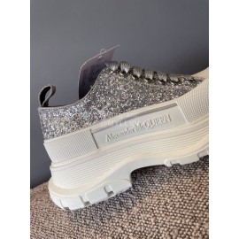 Alexandermcqueen Thick Soles Canvas Shoes For Men And Women Silver