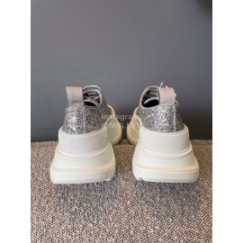 Alexandermcqueen Thick Soles Canvas Shoes For Men And Women Silver