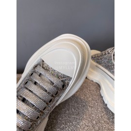 Alexandermcqueen Thick Soles Canvas Shoes For Men And Women Silver