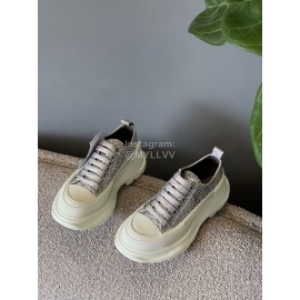 Alexandermcqueen Thick Soles Canvas Shoes For Men And Women Silver