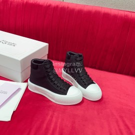 Alexandermcqueen Classic Thick Soled High Top Canvas Shoes For Men And Women Black