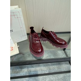 Alexandermcqueen Vintage Cowhide Lace Up Shoes For Women Wine Red