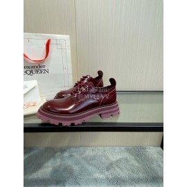 Alexandermcqueen Vintage Cowhide Lace Up Shoes For Women Wine Red