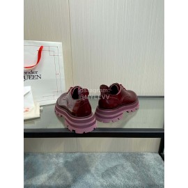 Alexandermcqueen Vintage Cowhide Lace Up Shoes For Women Wine Red