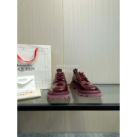 Alexandermcqueen Vintage Cowhide Lace Up Shoes For Women Wine Red