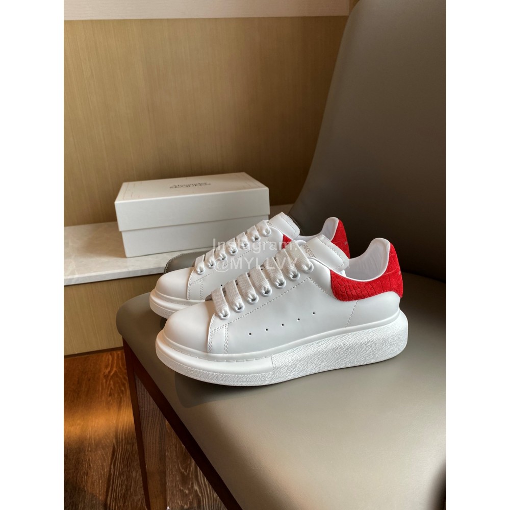 Alexandermcqueen Fashion Leather Lace Up Casual Sneakers Red