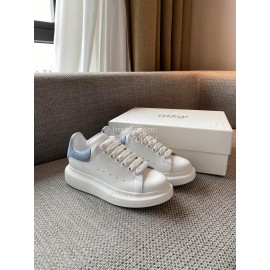 Alexandermcqueen Fashion Leather Lace Up Casual Sneakers Blue