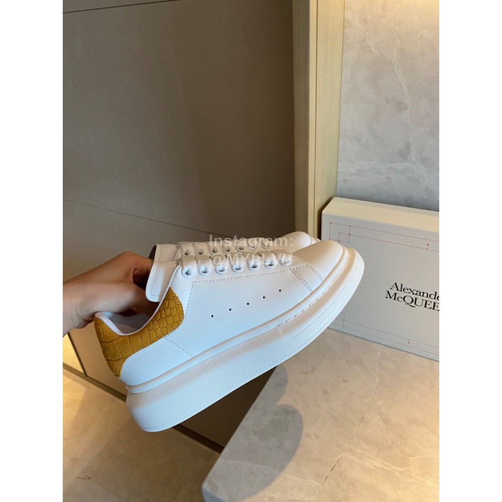 Alexandermcqueen Fashion Leather Lace Up Casual Sneakers Yellow
