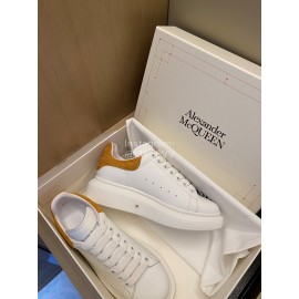 Alexandermcqueen Fashion Leather Lace Up Casual Sneakers Yellow