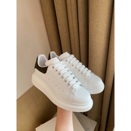 Alexandermcqueen Fashion Leather Lace Up Casual Sneakers Dark Green