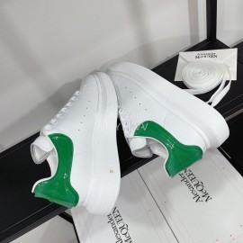 Alexandermcqueen Leather Lace Up Casual Sneakers For Men And Women Green