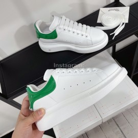 Alexandermcqueen Leather Lace Up Casual Sneakers For Men And Women Green