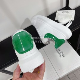 Alexandermcqueen Leather Lace Up Casual Sneakers For Men And Women Green