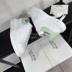 Alexandermcqueen Leather Lace Up Casual Sneakers Green For Men And Women