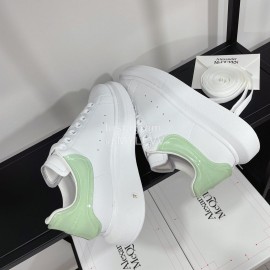 Alexandermcqueen Leather Lace Up Casual Sneakers Green For Men And Women