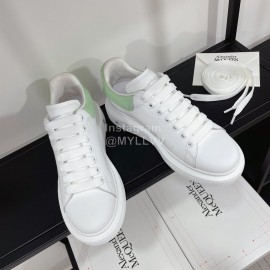 Alexandermcqueen Leather Lace Up Casual Sneakers Green For Men And Women