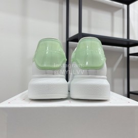 Alexandermcqueen Leather Lace Up Casual Sneakers Green For Men And Women