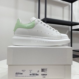 Alexandermcqueen Leather Lace Up Casual Sneakers Green For Men And Women