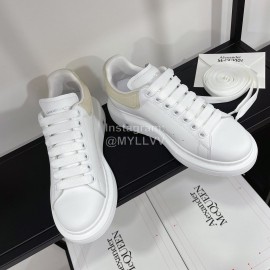 Alexandermcqueen Leather Lace Up Casual Sneakers For Men And Women Beige