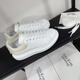 Alexandermcqueen Leather Lace Up Casual Sneakers For Men And Women Beige