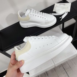 Alexandermcqueen Leather Lace Up Casual Sneakers For Men And Women Beige