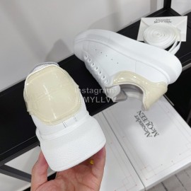 Alexandermcqueen Leather Lace Up Casual Sneakers For Men And Women Beige