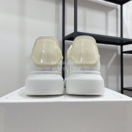 Alexandermcqueen Leather Lace Up Casual Sneakers For Men And Women Beige