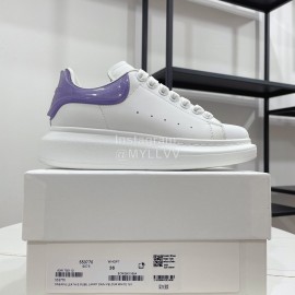 Alexandermcqueen Leather Lace Up Casual Sneakers For Men And Women Purple