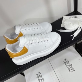 Alexandermcqueen Leather Lace Up Casual Sneakers For Men And Women Tan