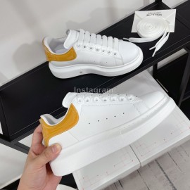 Alexandermcqueen Leather Lace Up Casual Sneakers For Men And Women Tan