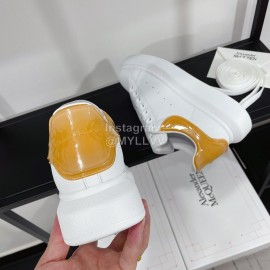 Alexandermcqueen Leather Lace Up Casual Sneakers For Men And Women Tan