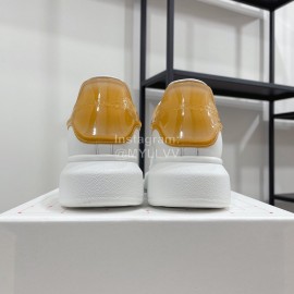 Alexandermcqueen Leather Lace Up Casual Sneakers For Men And Women Tan