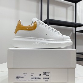 Alexandermcqueen Leather Lace Up Casual Sneakers For Men And Women Tan