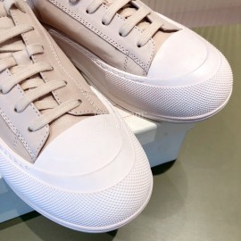Alexandermcqueen Fashion Thick Soled Lace Up Casual Shoes For Men And Women Beige