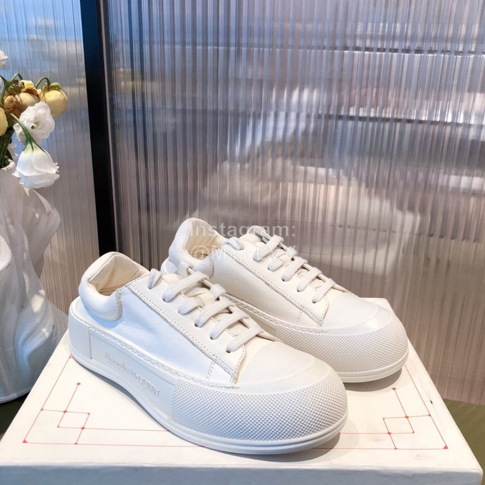 Alexandermcqueen Fashion Thick Soled Lace Up Casual Shoes For Men And Women White