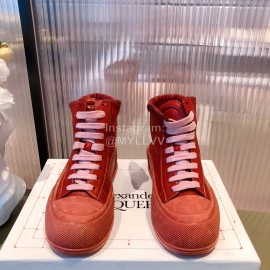 Alexandermcqueen Fashion Lace Up High Top Casual Shoes For Men And Women Red