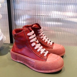 Alexandermcqueen Fashion Lace Up High Top Casual Shoes For Men And Women Red