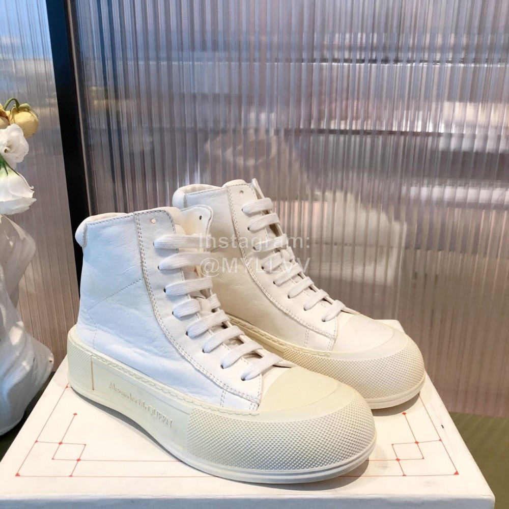 Alexandermcqueen Fashion Lace Up High Top Casual Shoes For Men And Women White